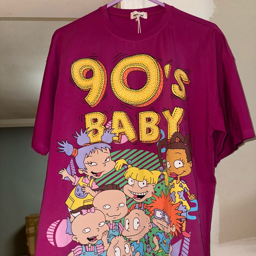 Maroon color Rugrats shirt with shiny bling sequins